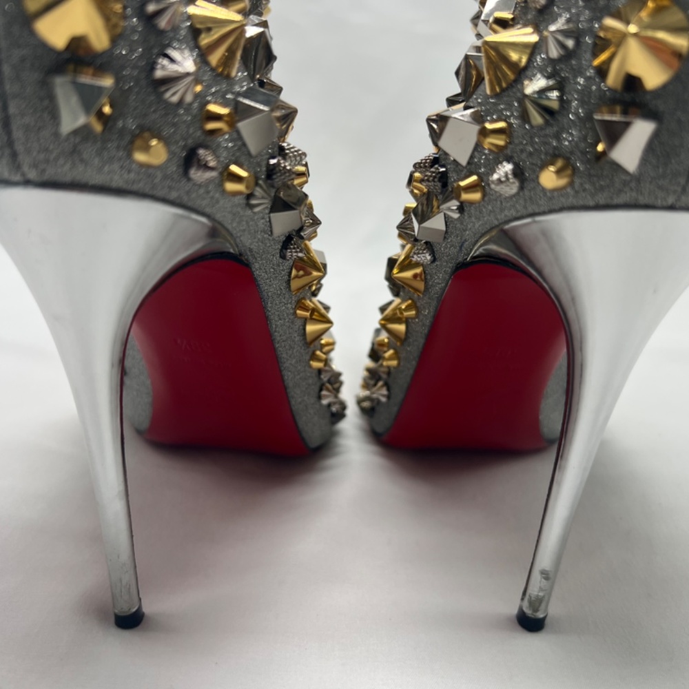 Christian Louboutin SO Full Kate 100 Calf Glitter Specchio H Boots Heels - Picture 6 of 14